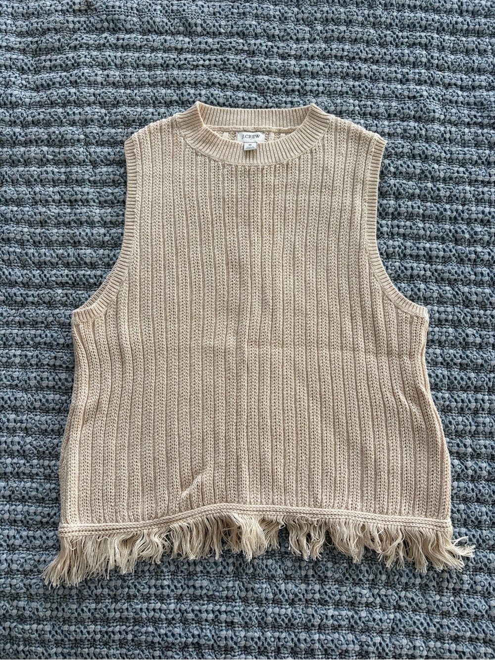J. Crew Beige Sleeveless Fringed Tank